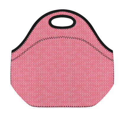 Pink Knitted Pattern Print Neoprene Lunch Bag