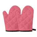 Pink Knitted Pattern Print Oven Mitts