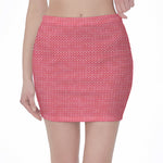 Pink Knitted Pattern Print Pencil Mini Skirt
