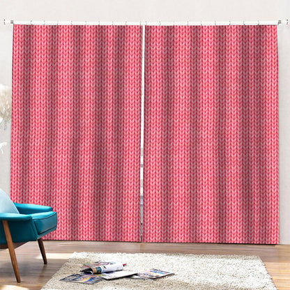 Pink Knitted Pattern Print Pencil Pleat Curtains