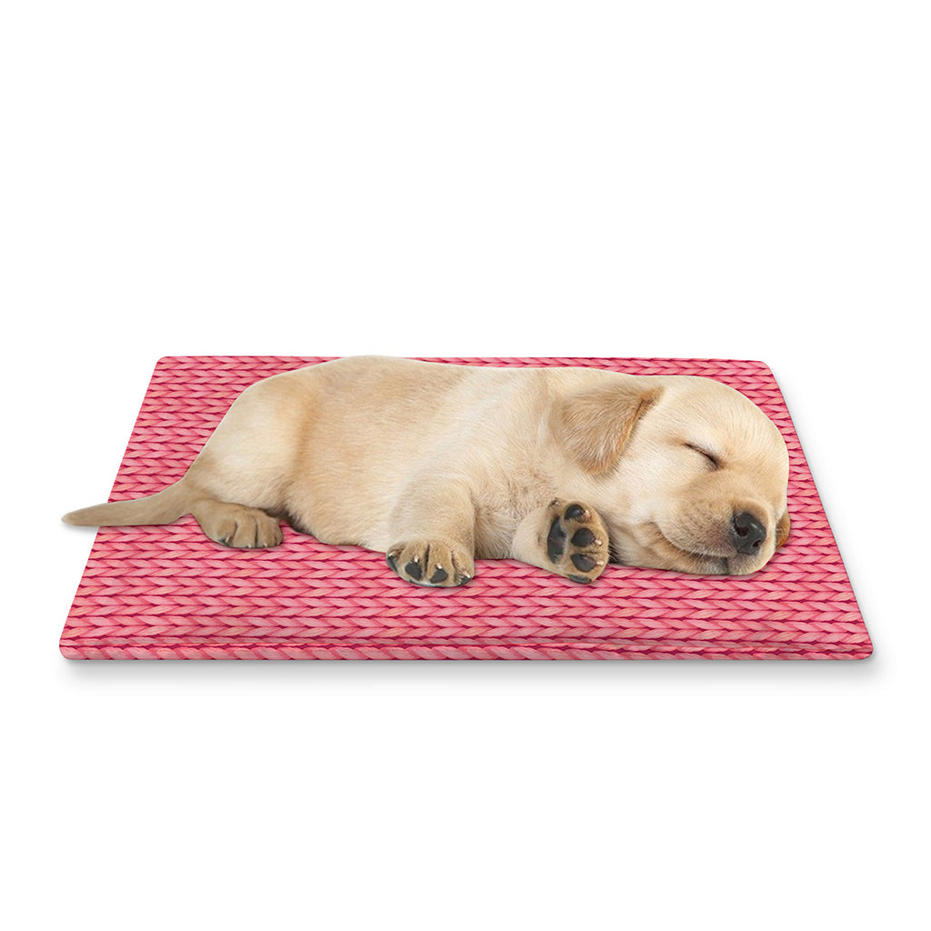 Pink Knitted Pattern Print Pet Cooling Mat Cover