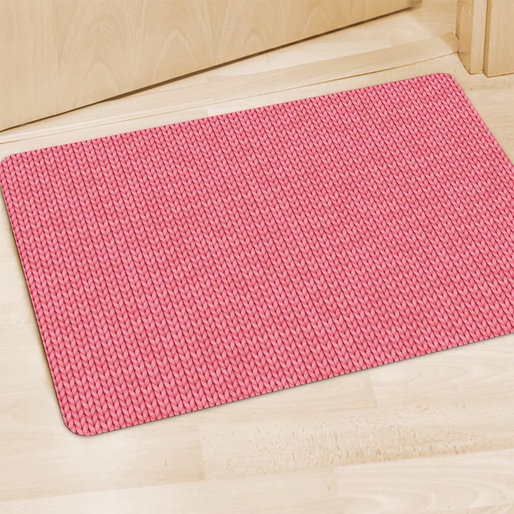 Pink Knitted Pattern Print Polyester Doormat