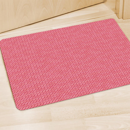 Pink Knitted Pattern Print Polyester Doormat