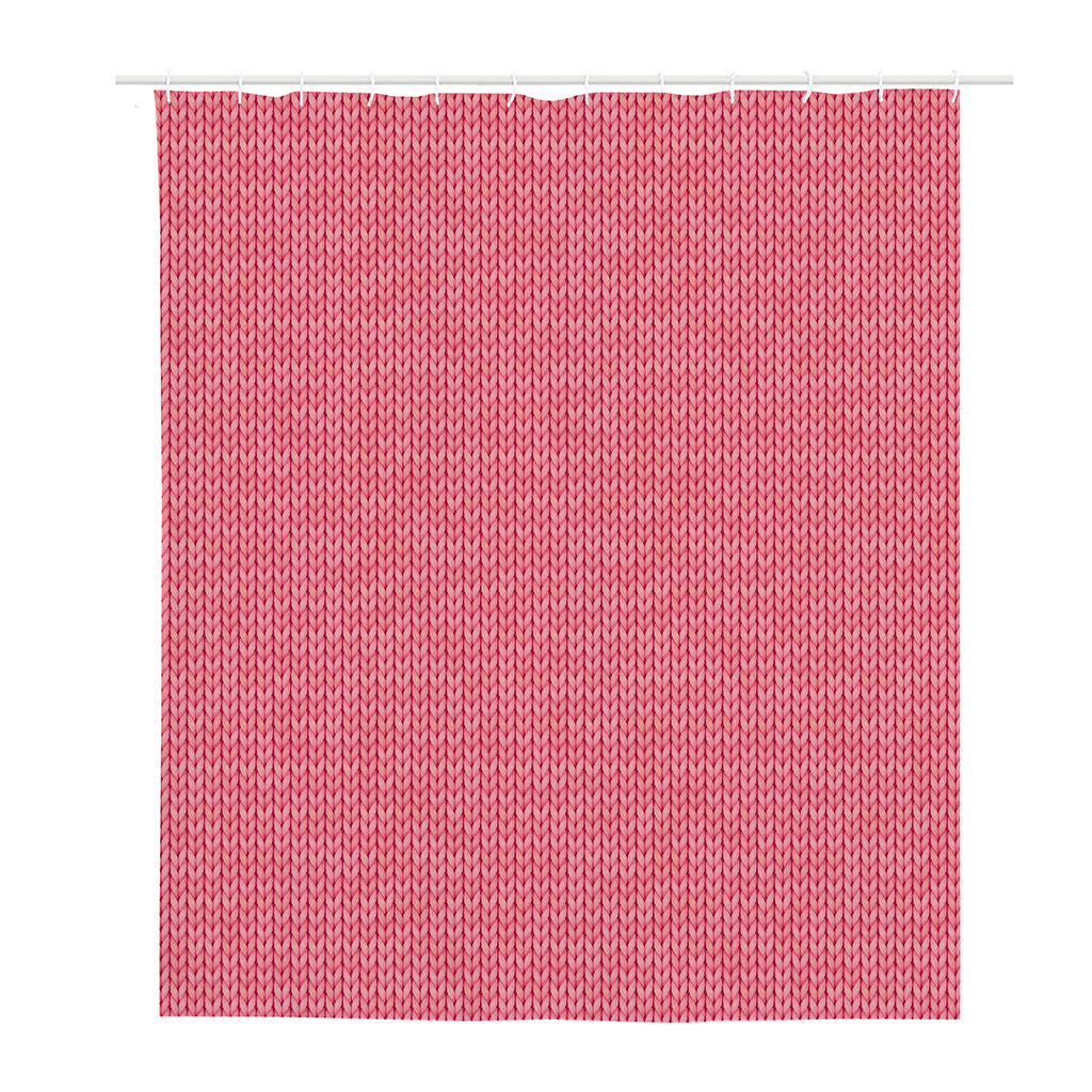 Pink Knitted Pattern Print Polyester Shower Curtain