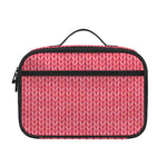 Pink Knitted Pattern Print Portable Lunch Bag