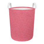 Pink Knitted Pattern Print Round Laundry Basket