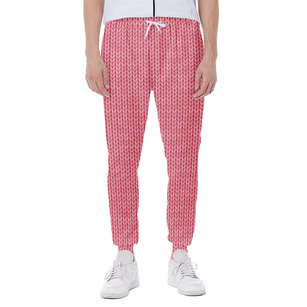 Pink Knitted Pattern Print Scuba Joggers