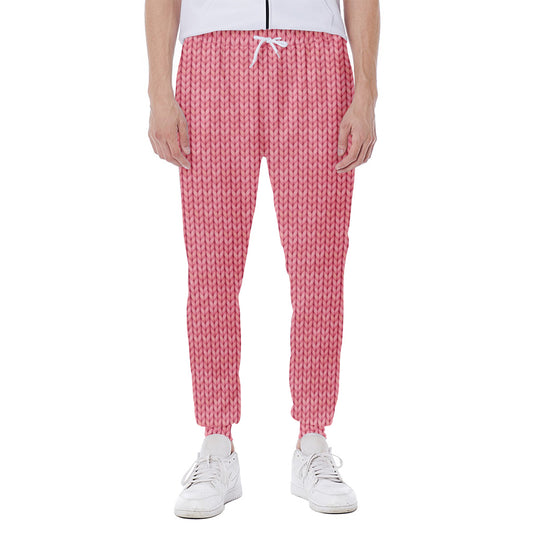 Pink Knitted Pattern Print Scuba Joggers