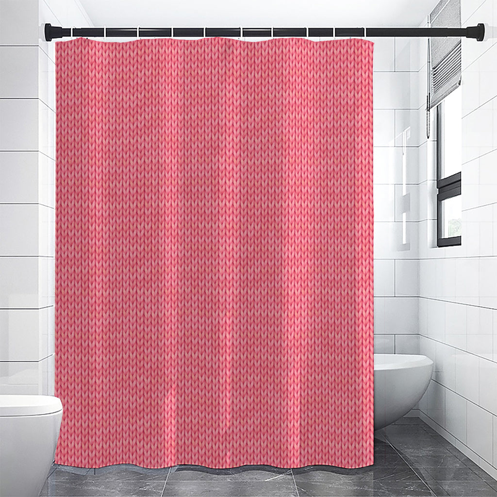 Pink Knitted Pattern Print Shower Curtain