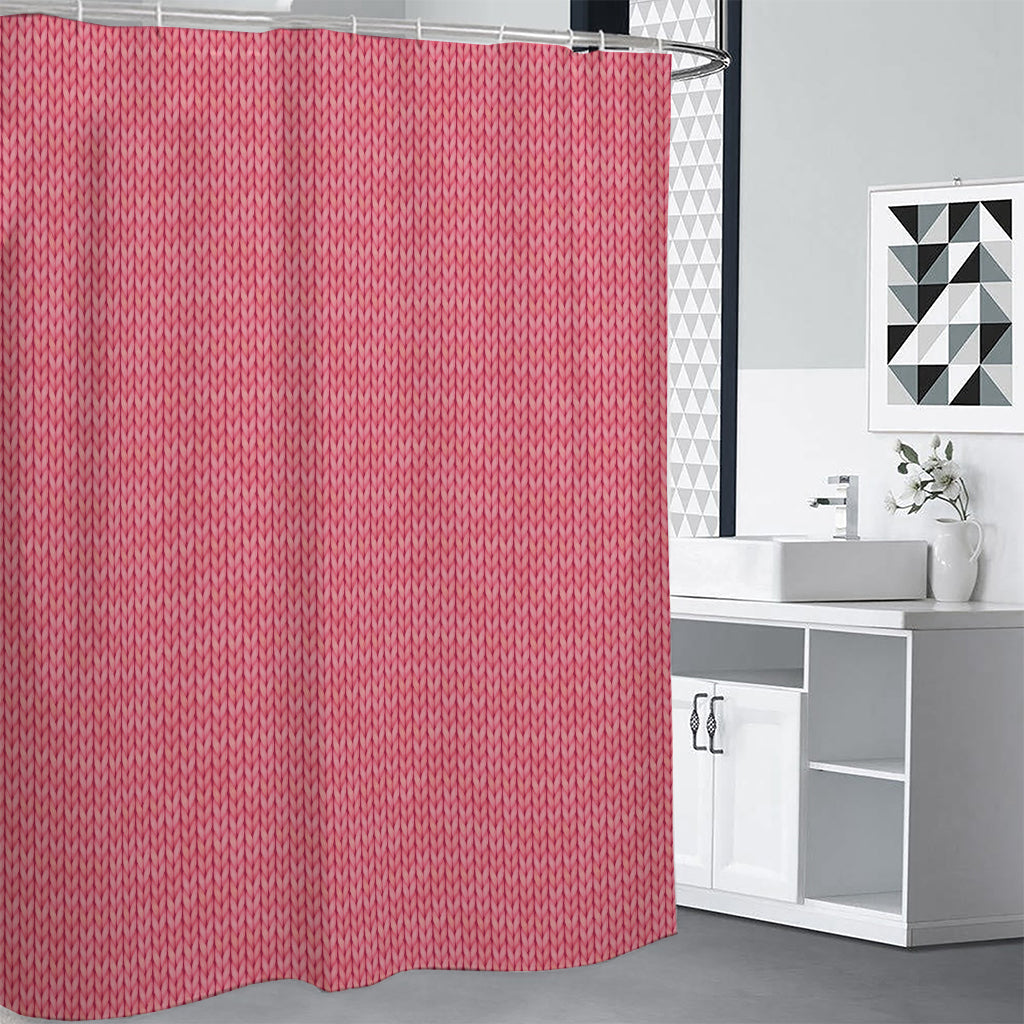 Pink Knitted Pattern Print Shower Curtain