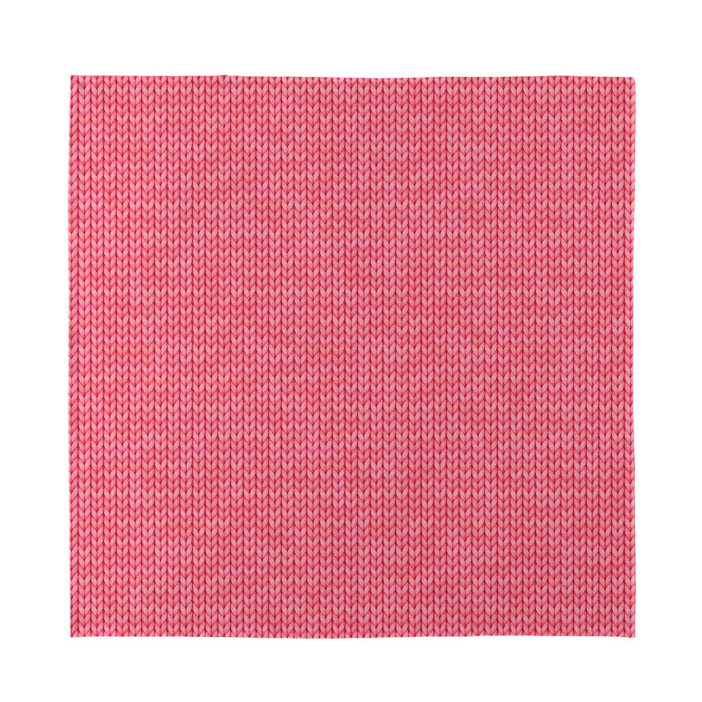 Pink Knitted Pattern Print Silk Bandana