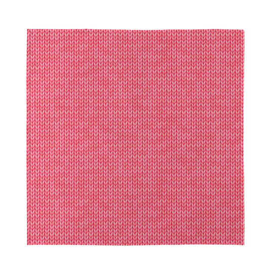 Pink Knitted Pattern Print Silk Bandana
