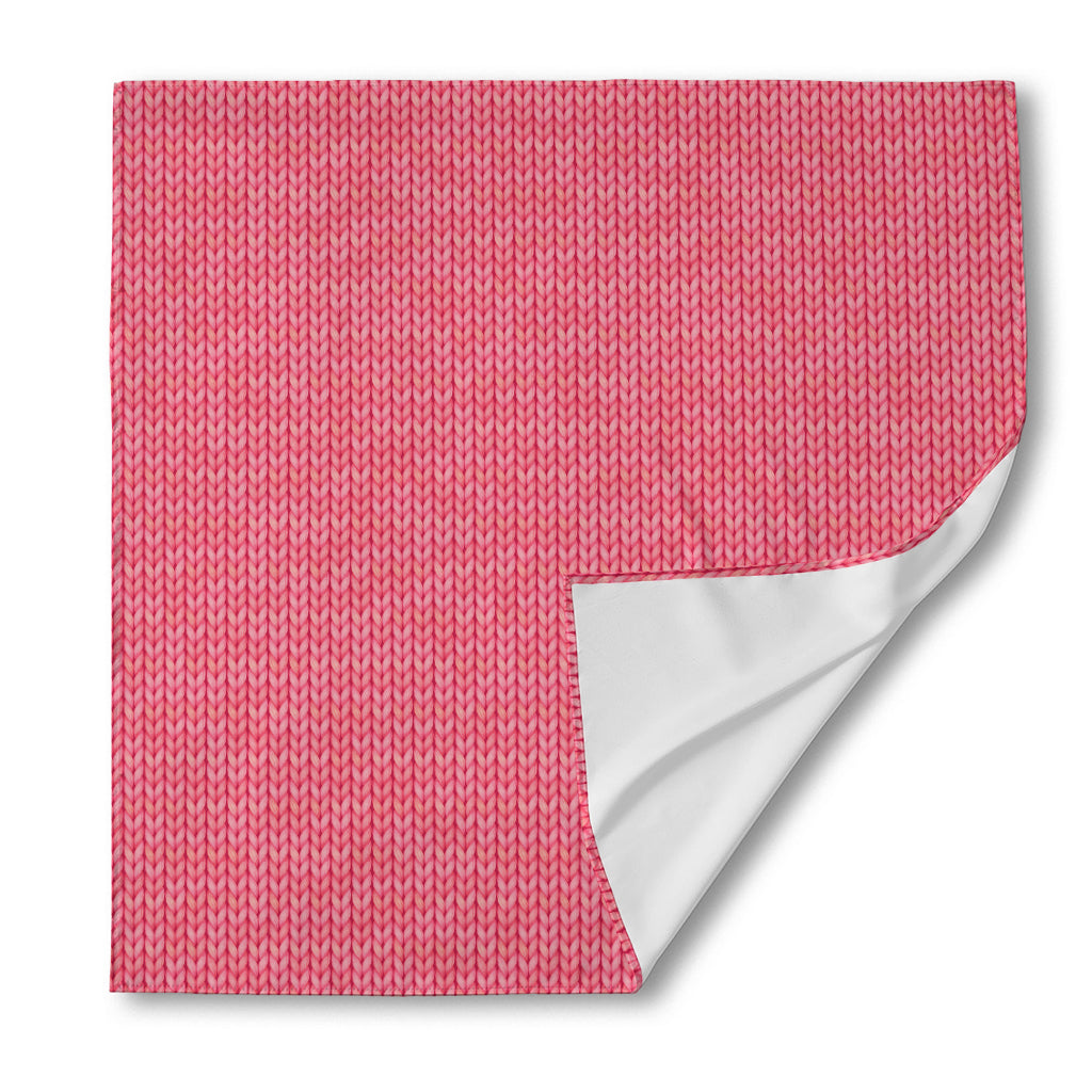 Pink Knitted Pattern Print Silk Bandana