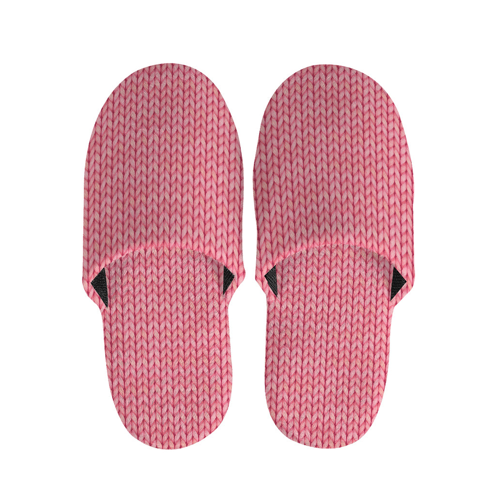 Pink Knitted Pattern Print Slippers