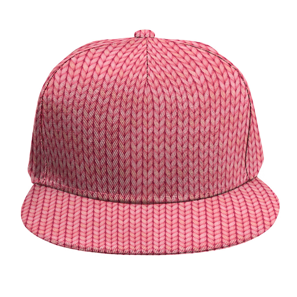 Pink Knitted Pattern Print Snapback Cap