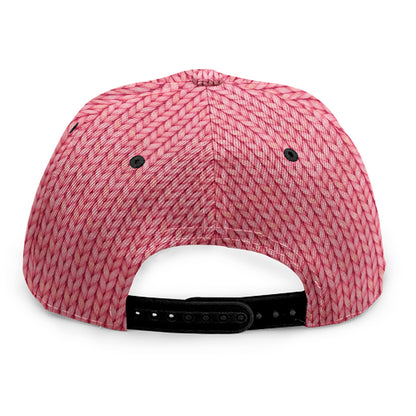 Pink Knitted Pattern Print Snapback Cap