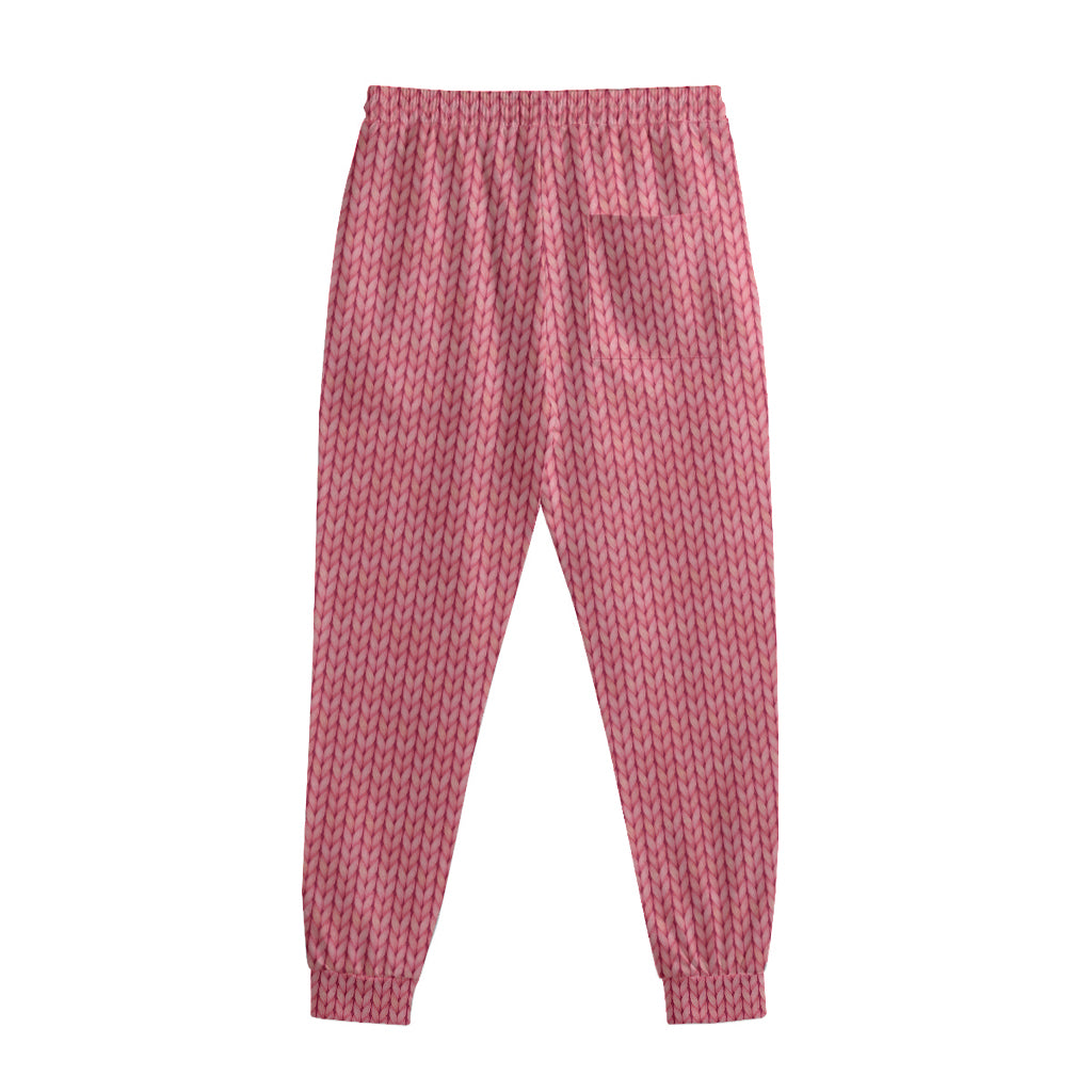 Pink Knitted Pattern Print Sweatpants