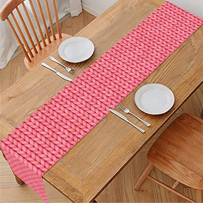 Pink Knitted Pattern Print Table Runner
