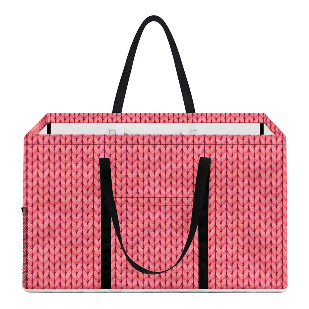 Pink Knitted Pattern Print Utility Tote Bag