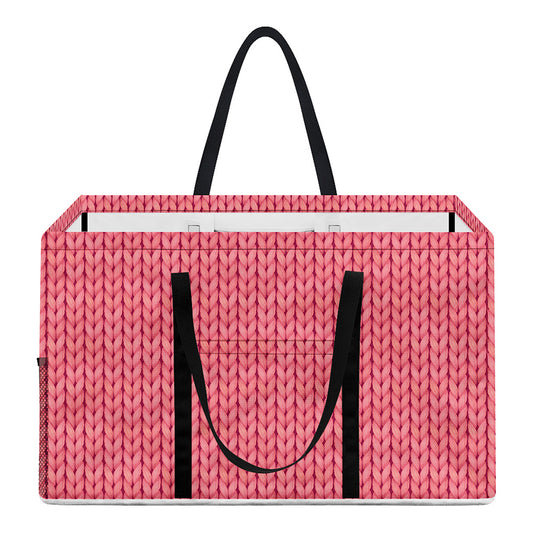 Pink Knitted Pattern Print Utility Tote Bag