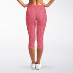Pink Knitted Pattern Print Women's Capri Leggings