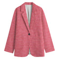 Pink Knitted Pattern Print Women's Cotton Blazer