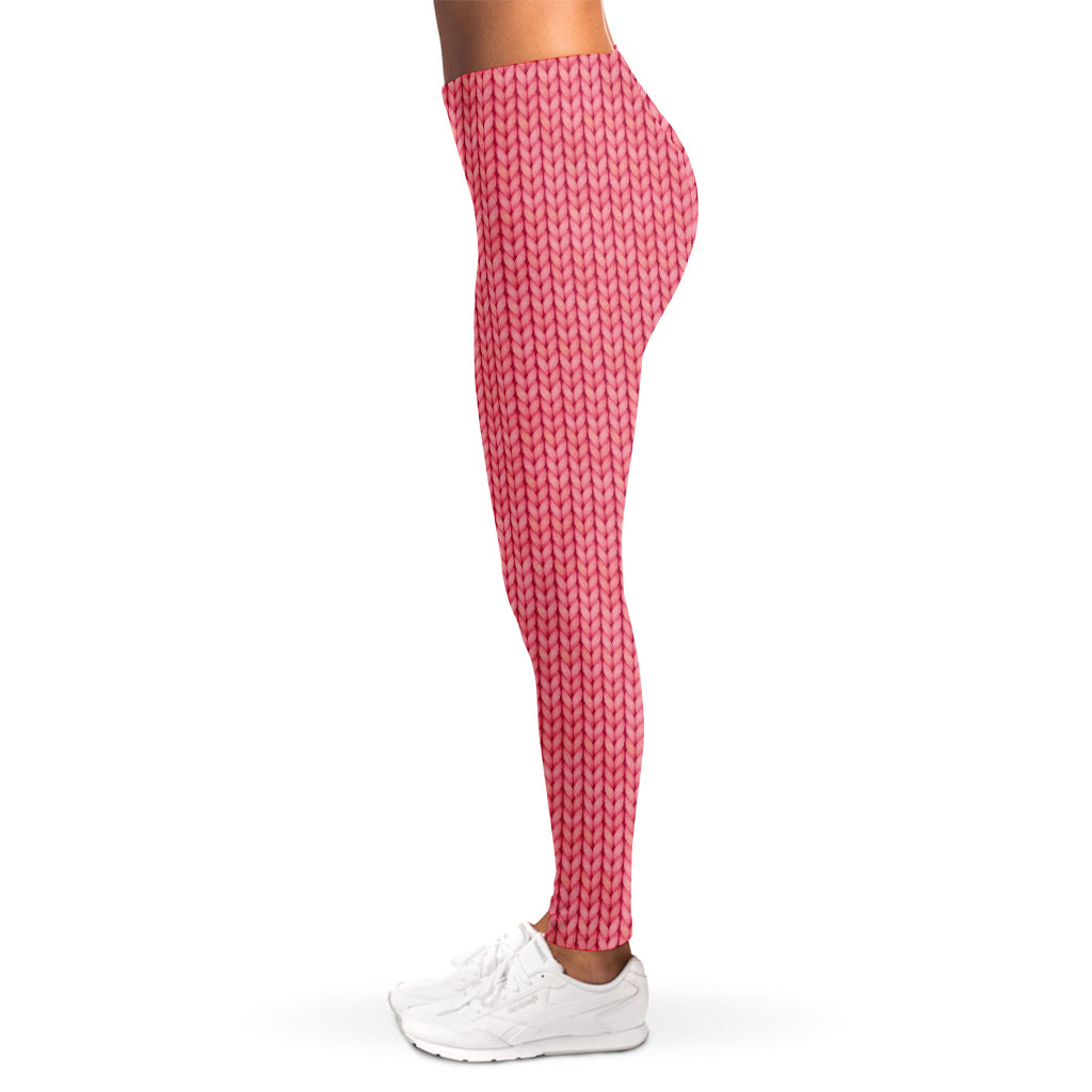 Pink Knitted Pattern Print Women's Leggings