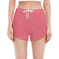 Pink Knitted Pattern Print Women's Split Running Shorts