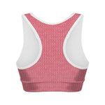 Pink Knitted Pattern Print Women's Sports Bra