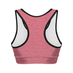 Pink Knitted Pattern Print Women's Sports Bra