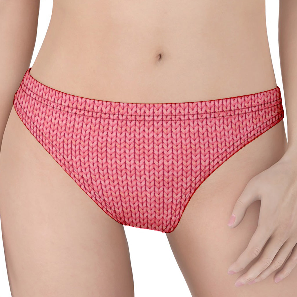 Pink Knitted Pattern Print Women's Thong