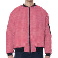 Pink Knitted Pattern Print Zip Sleeve Bomber Jacket