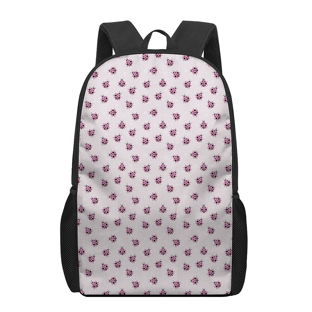 Pink Ladybug Pattern Print 17 Inch Backpack