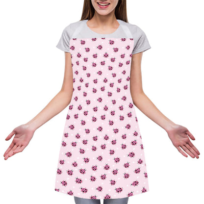 Pink Ladybug Pattern Print Adjustable Apron