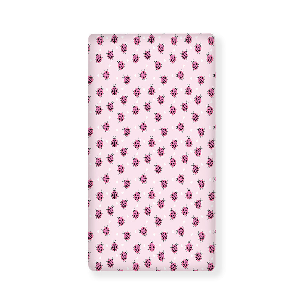 Pink Ladybug Pattern Print Baby Crib Sheet