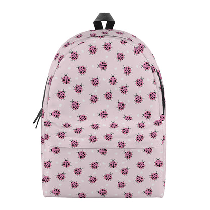 Pink Ladybug Pattern Print Backpack