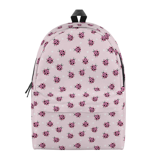 Pink Ladybug Pattern Print Backpack