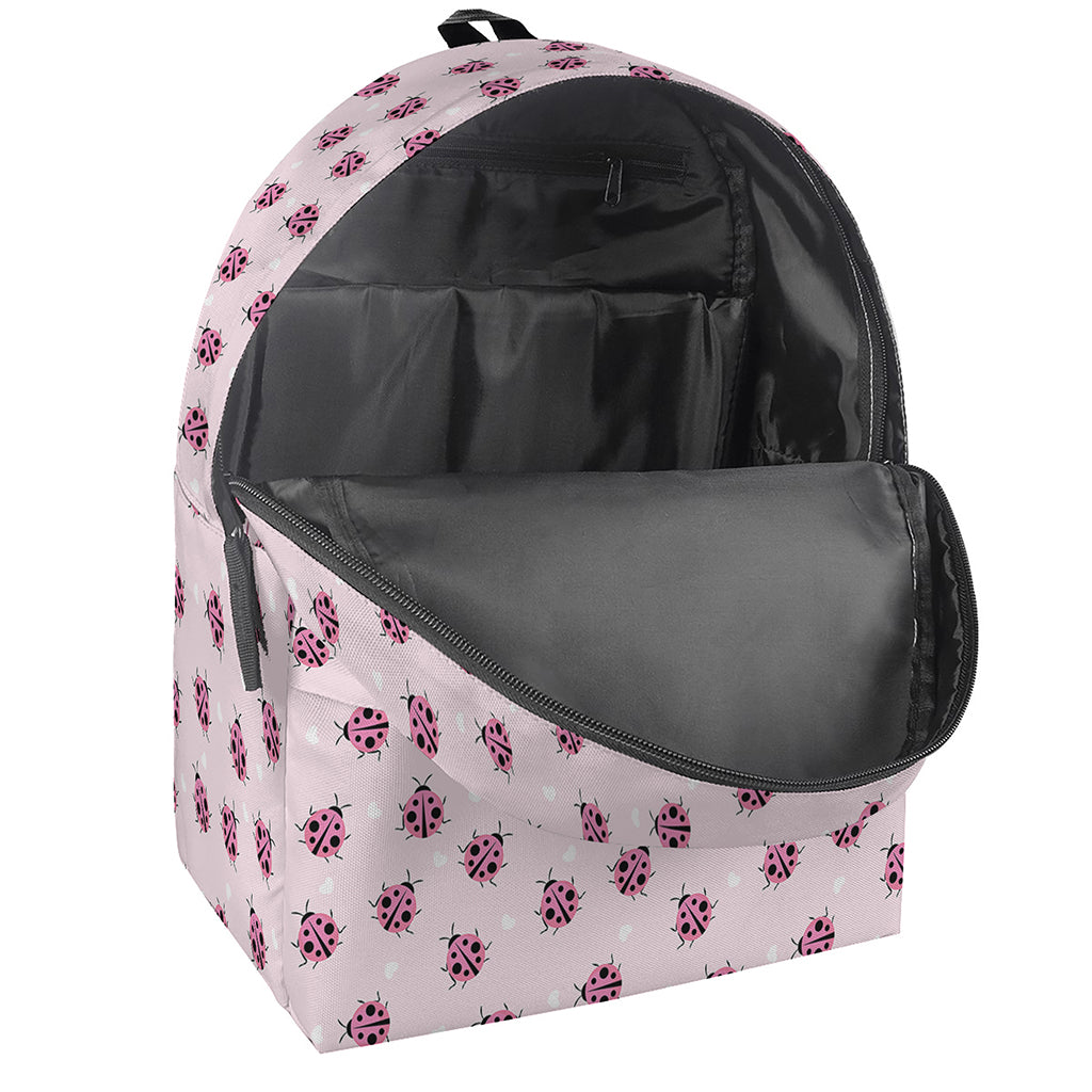 Pink Ladybug Pattern Print Backpack