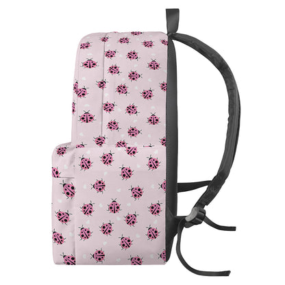 Pink Ladybug Pattern Print Backpack