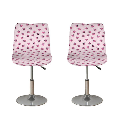 Pink Ladybug Pattern Print Bar Stool Covers