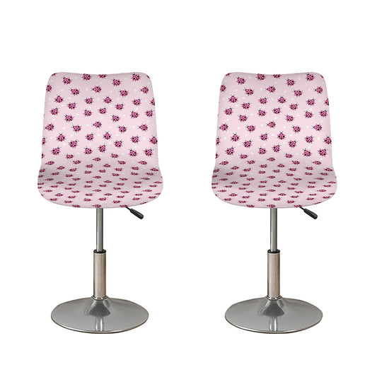 Pink Ladybug Pattern Print Bar Stool Covers