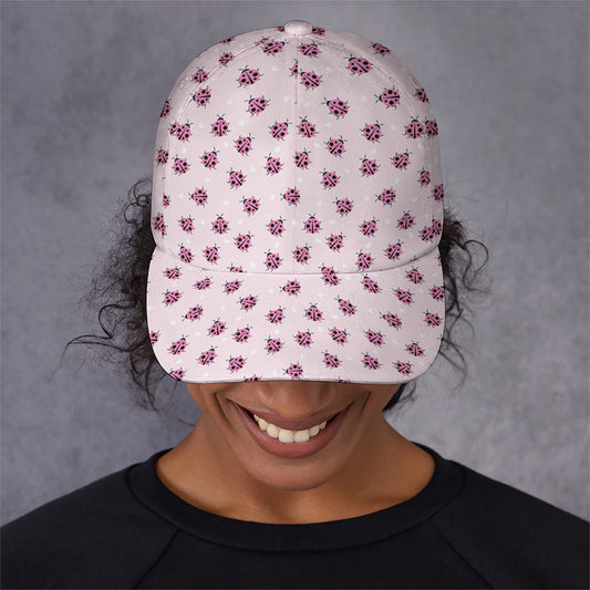 Pink Ladybug Pattern Print Baseball Cap
