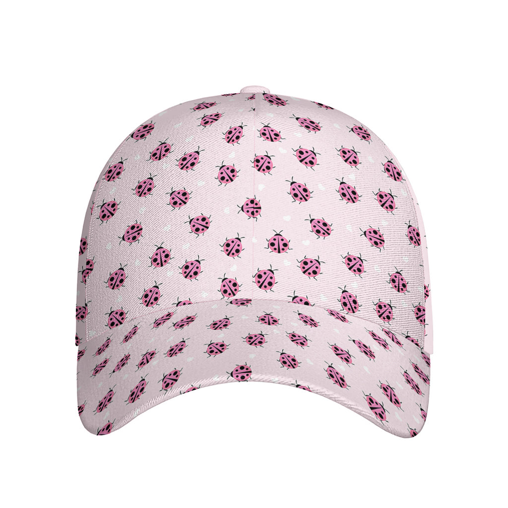 Pink Ladybug Pattern Print Baseball Cap