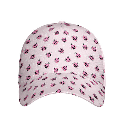 Pink Ladybug Pattern Print Baseball Cap