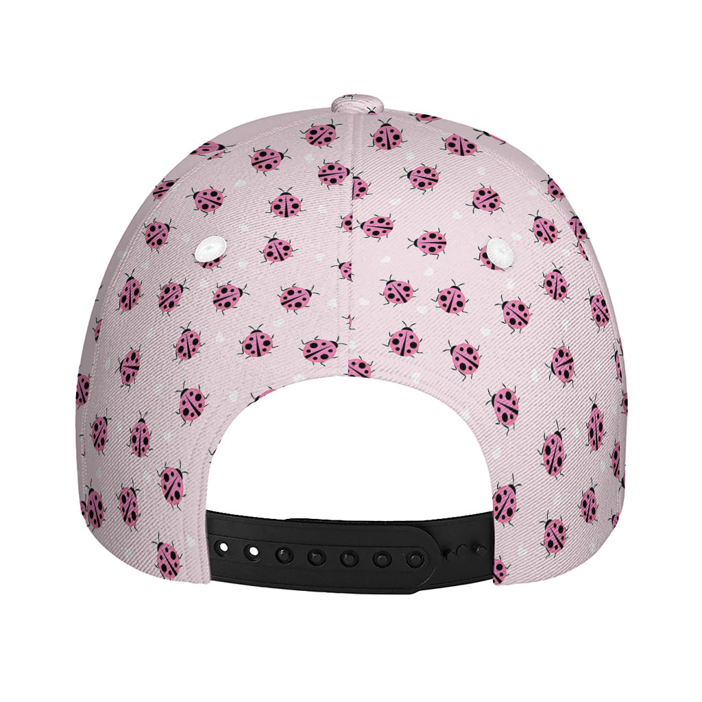 Pink Ladybug Pattern Print Baseball Cap
