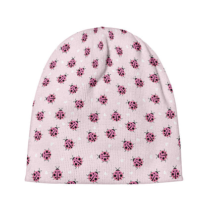 Pink Ladybug Pattern Print Beanie