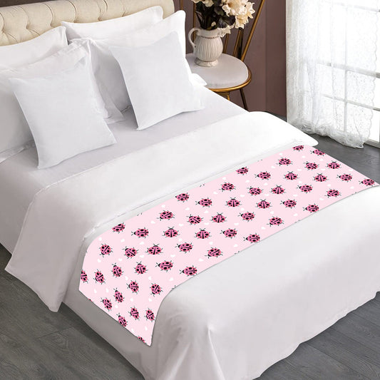 Pink Ladybug Pattern Print Bed Runner