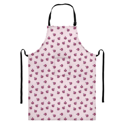 Pink Ladybug Pattern Print Bib Apron With Pocket