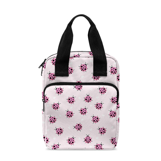 Pink Ladybug Pattern Print Bible Tote Bag