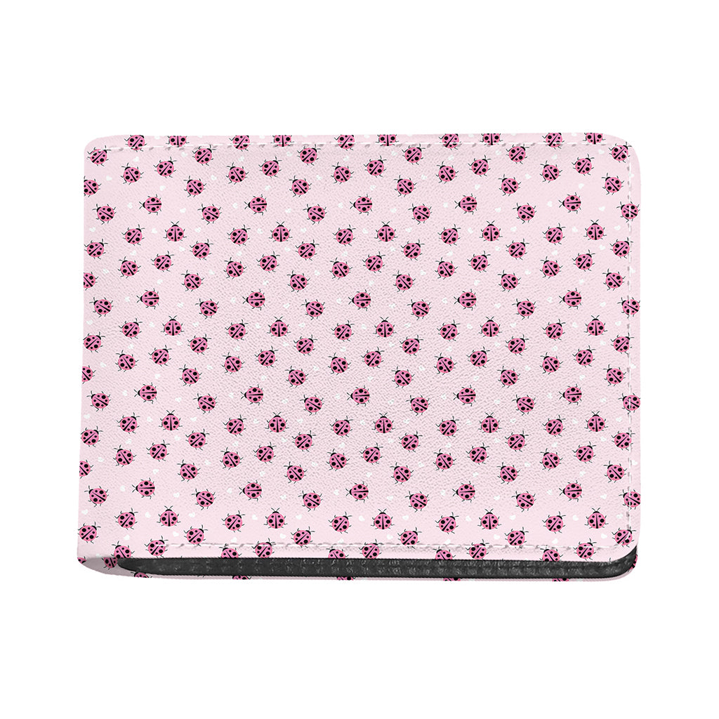 Pink Ladybug Pattern Print Bifold Wallet